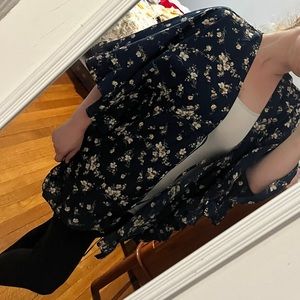 Dark blue with flowers silk kimono cardigan - never worn but no tags